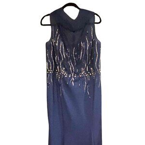 Elegant Sleeveless Blue Maxi Dress